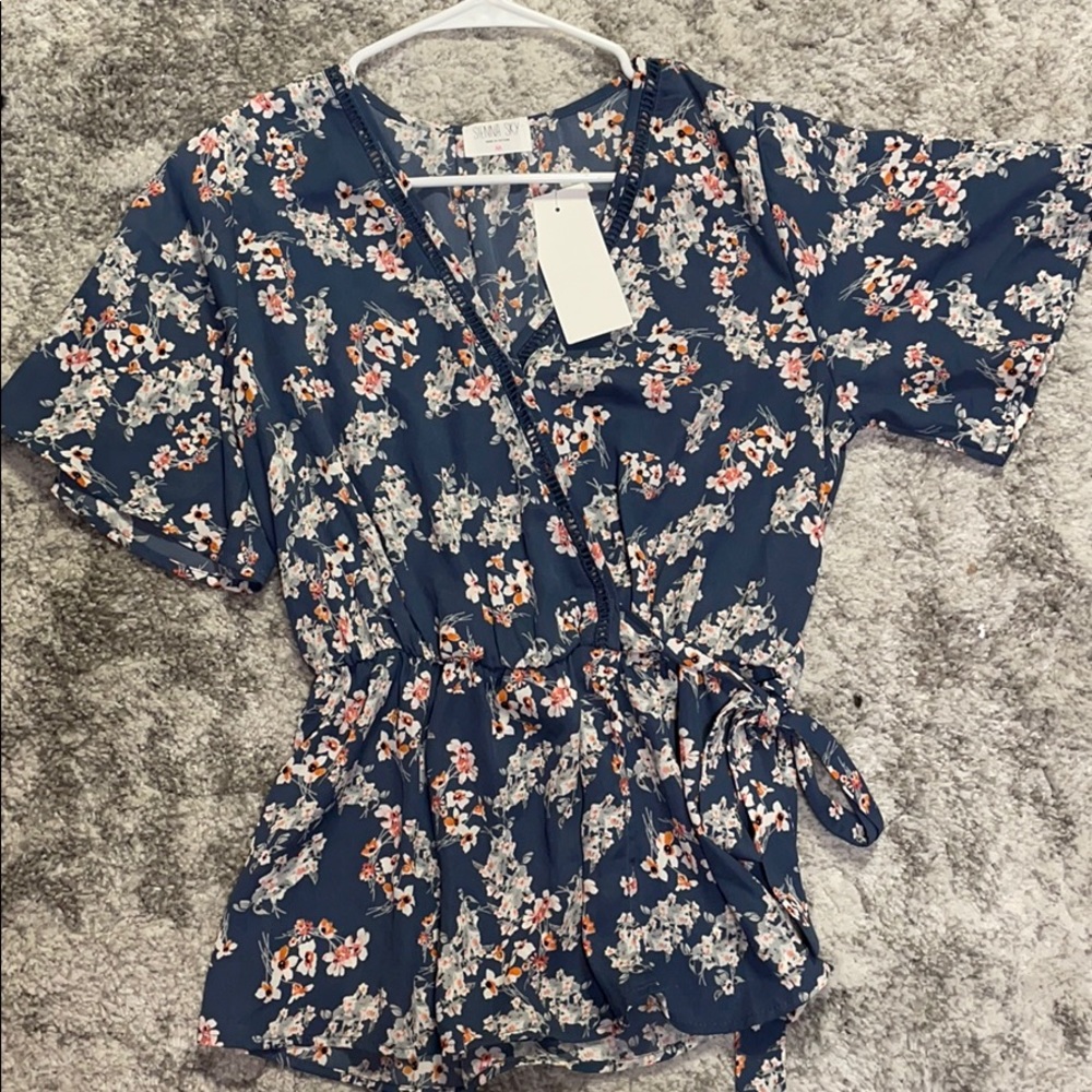 NWT Blue Floral Blouse